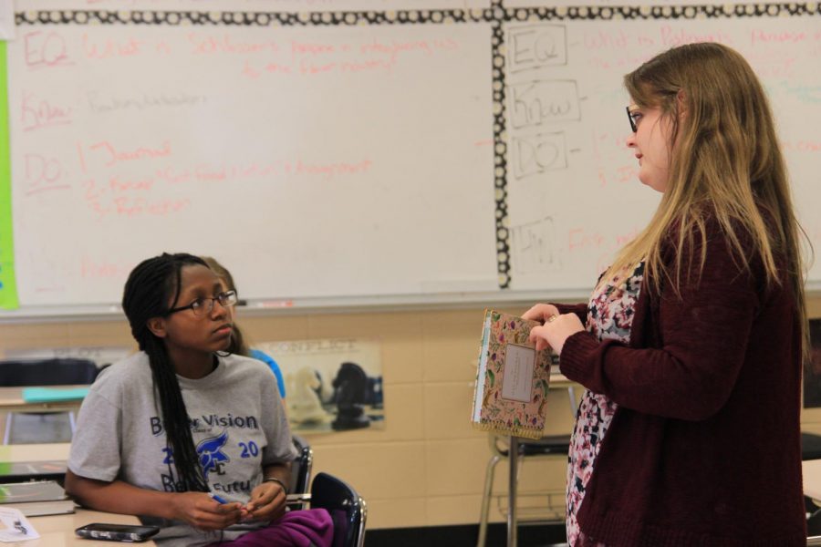 English teacher Chelsea Todd at the Girls Who Club meeting. 