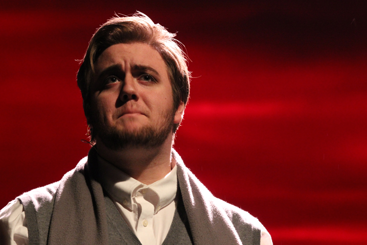 Jared Powers performs a solo in the spring musical Sweeney Todd.
