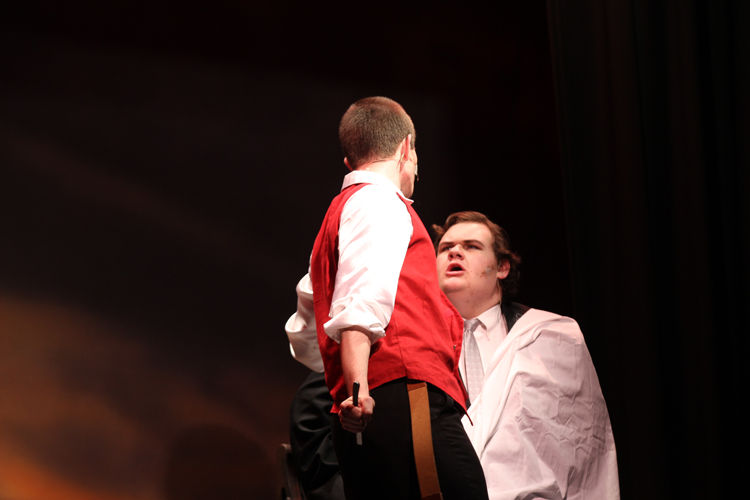 Jac Cummings and Jacob Childs perform in Sweeney Todd: The Musical on Friday March 9th.