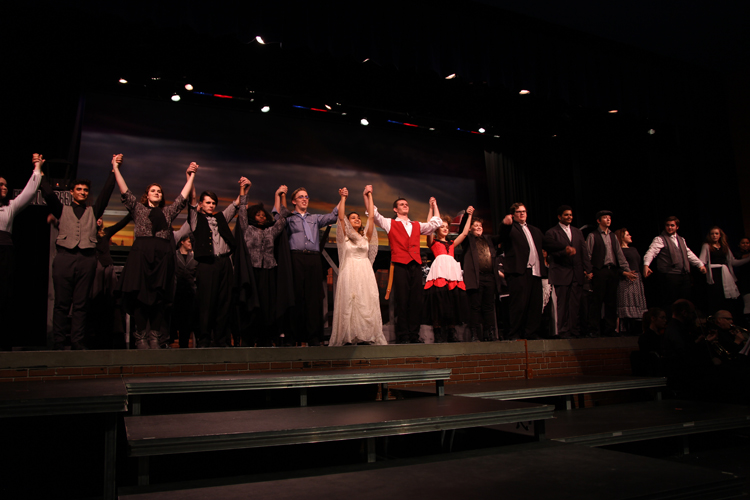 The cast of Sweeney Todd during the final moments of the show.