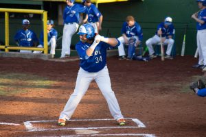 Junior Mauricio Gomena prepares to bat during the Blue and Black scrimmage on Thursday March 22nd. 