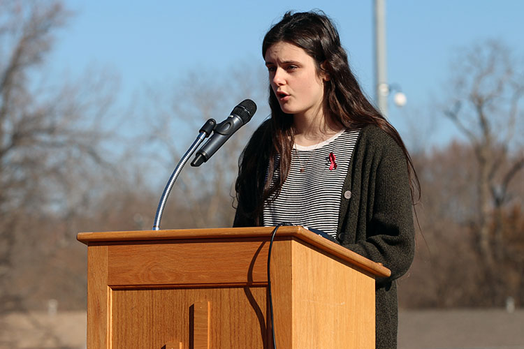 Junior Morgan Deering speaks about the importance of school safety.