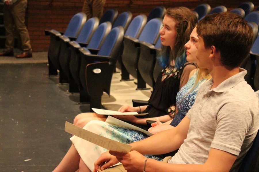 New Inductees Abigail Critton (12), Hailey Eschliman (11), and Nathan Green (10) after recieivng their National Honor Society certificates.