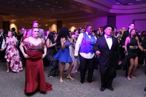 Students dance at prom which was held at the Courtyard Marriott on  April, 13. 